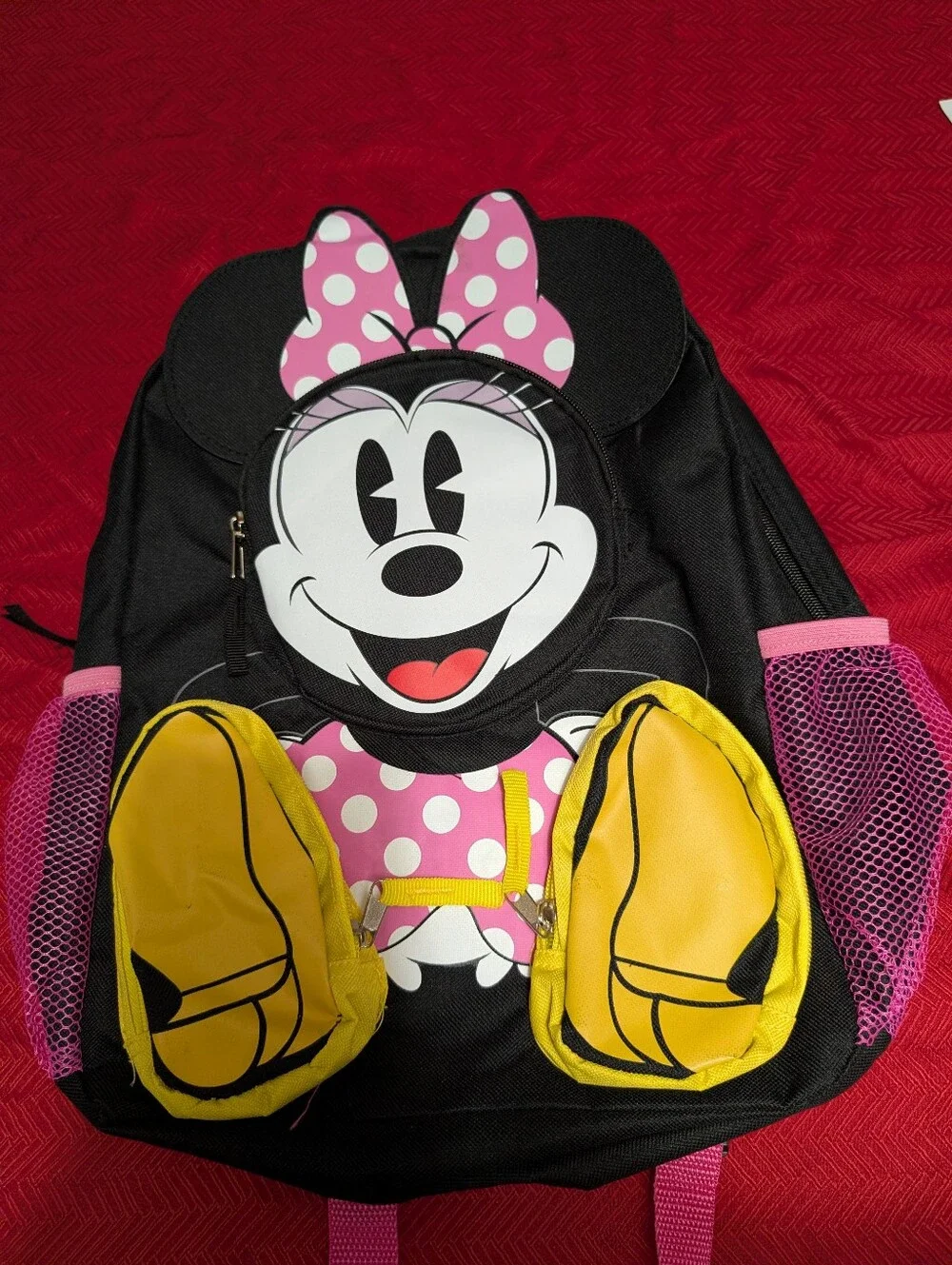 Disney Minnie Mouse Black Pink Yellow Kids Backpack with Ears